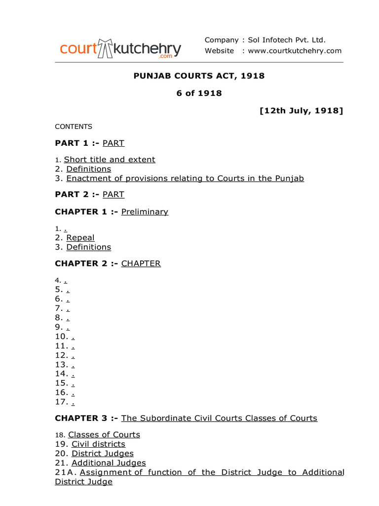 Punjab Courts Act 1918 Overview | PDF | Robbery | State Court (United ...