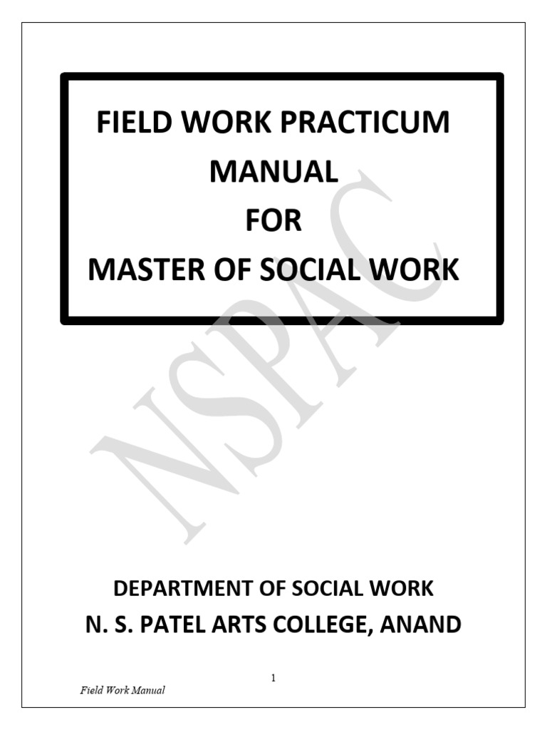 Field Work Manual for Social Work Practicum | PDF | Social Work ...