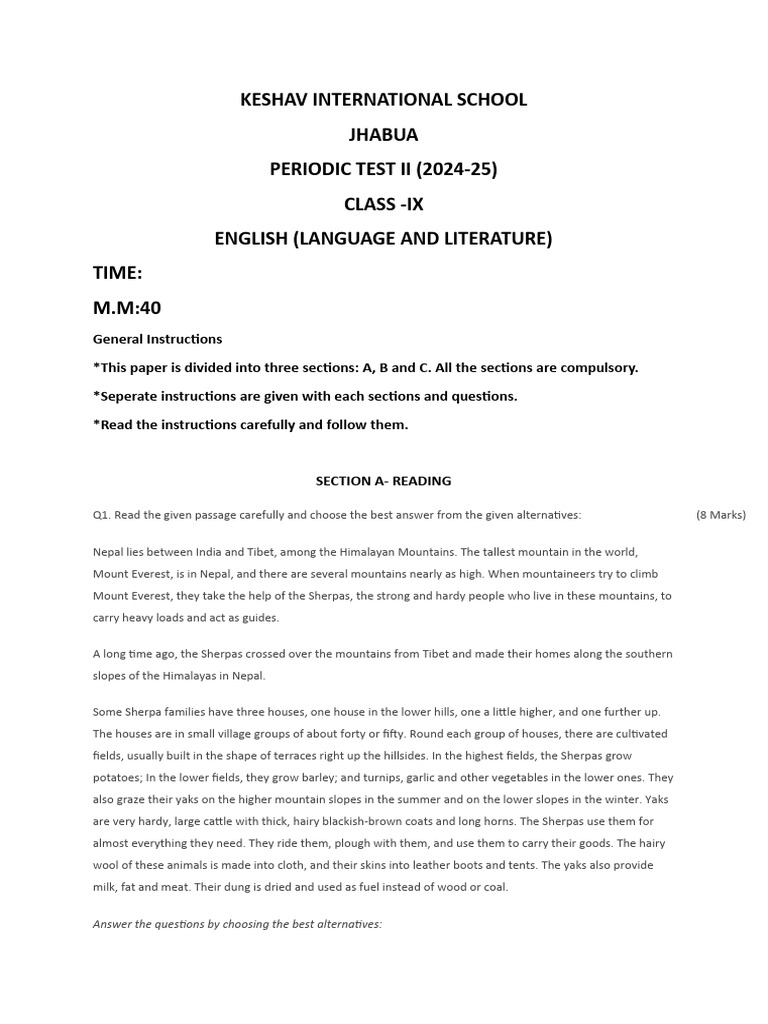 class 9 english book unit 2 all exercise