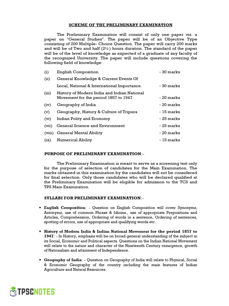 TPSC Prelims Syllabus Overview 2025 | PDF | Science | Liberal Arts ...