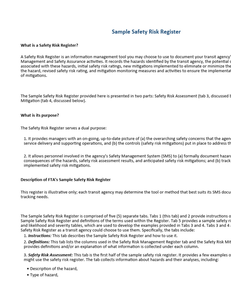 Safety Risk Register Template - MZkh7KbOn9LQGvA | PDF | Risk | Hazards