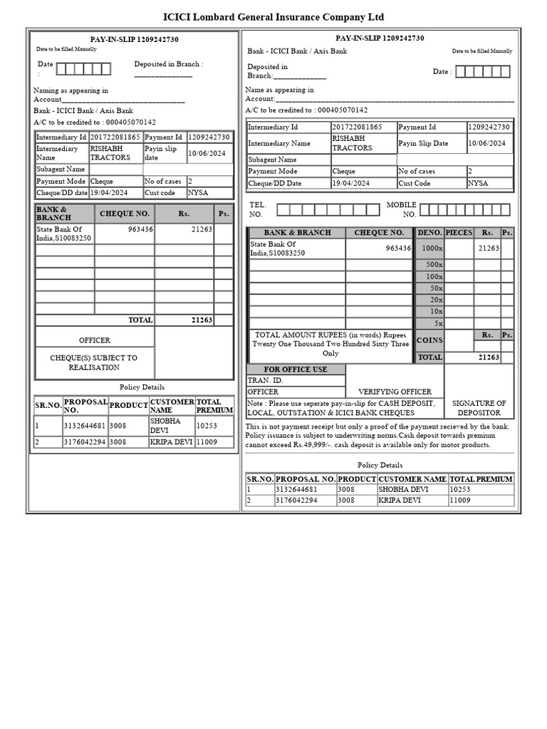 Payin Slip | PDF | Payments | Cheque