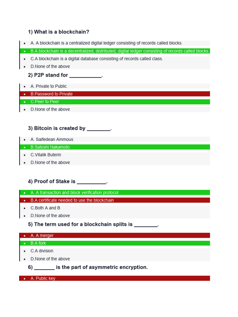 Blockchain Basics Quiz | PDF | Artificial Intelligence | Intelligence (AI)  & Semantics
