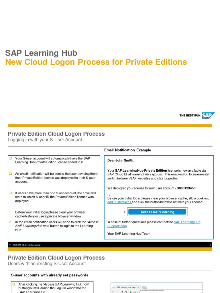 SAP Learning Hub - DXC Private Edition - Cloud Login Upgrade Steps ...