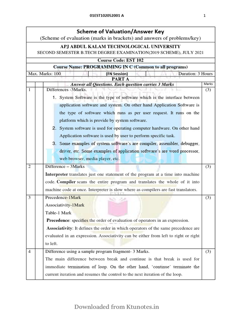 EST102-SCHEME-F.N July 2021 | PDF | Pointer (Computer Programming ...