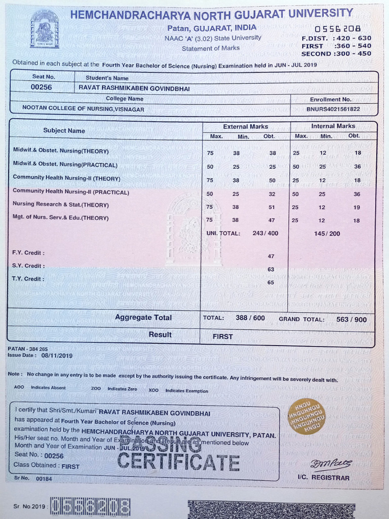 4th Year Marksheet | PDF | Health Sciences | Health Care