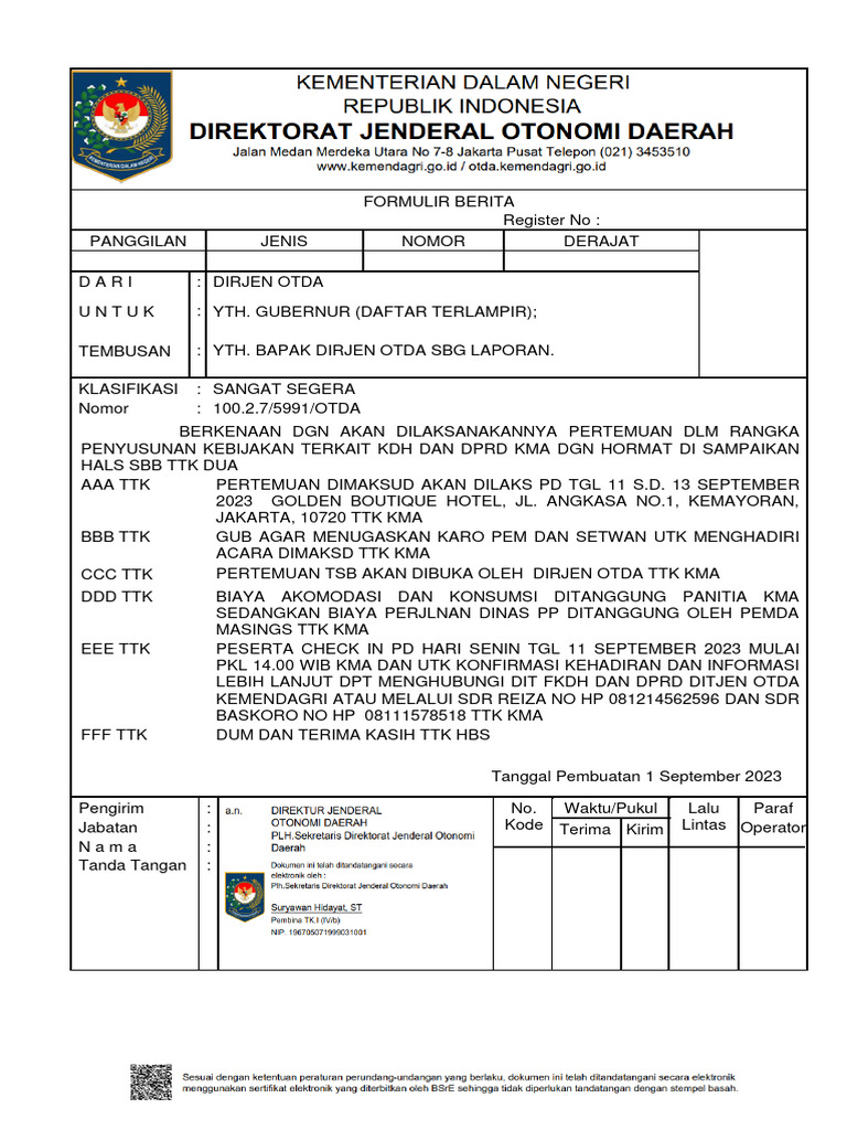 Radiogram Rapat Kemendagri | PDF | Hukum