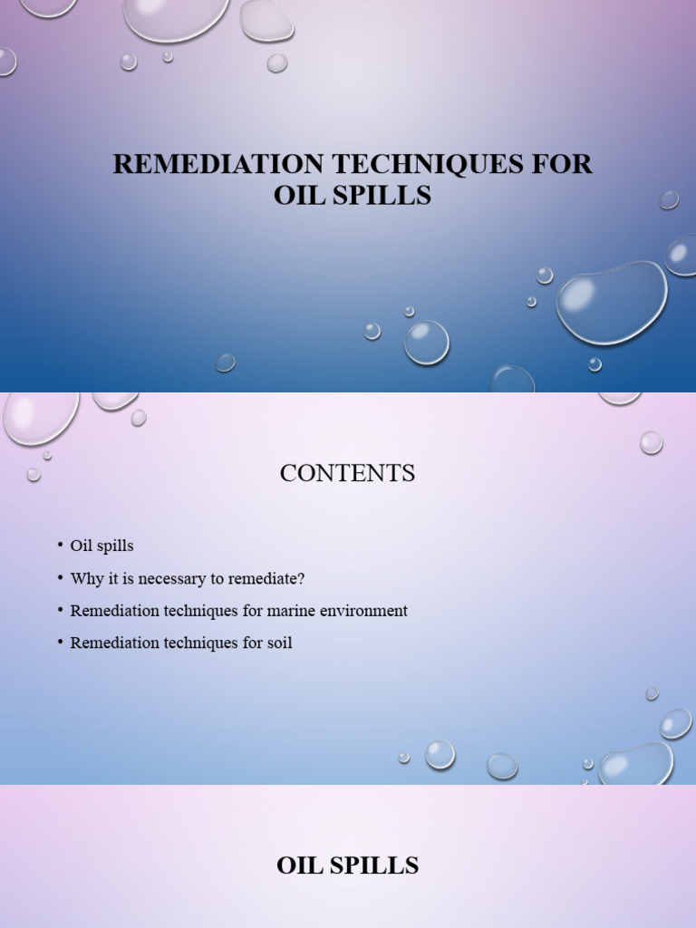 Remediation Techniques for Oil Spills PDF Environmental Remediation