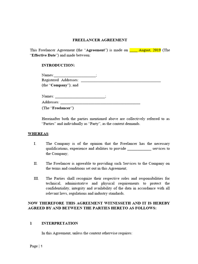 Freelancer Contract Designer Pdf Freelancer Breach Of Contract