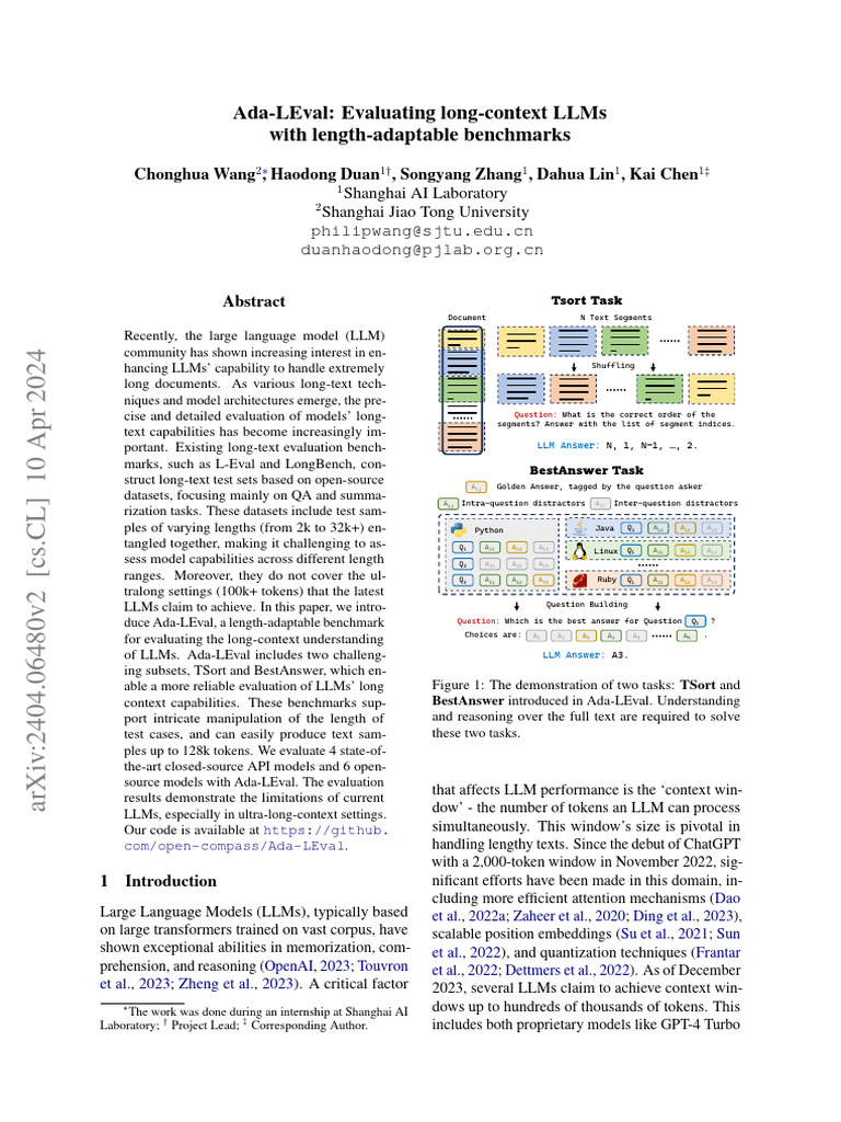 Ada-Leval: Evaluating Long-Context Llms With Length-Adaptable ...