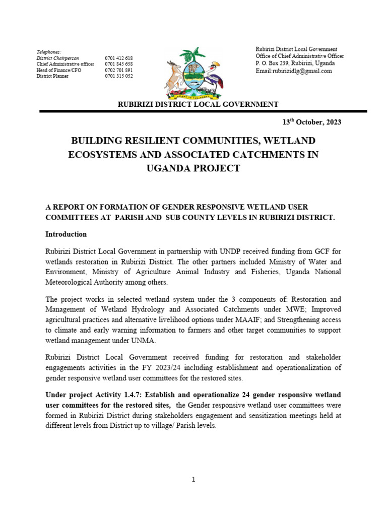 GCF Report On Wetland User Committee | PDF | Wetland | Earth Sciences