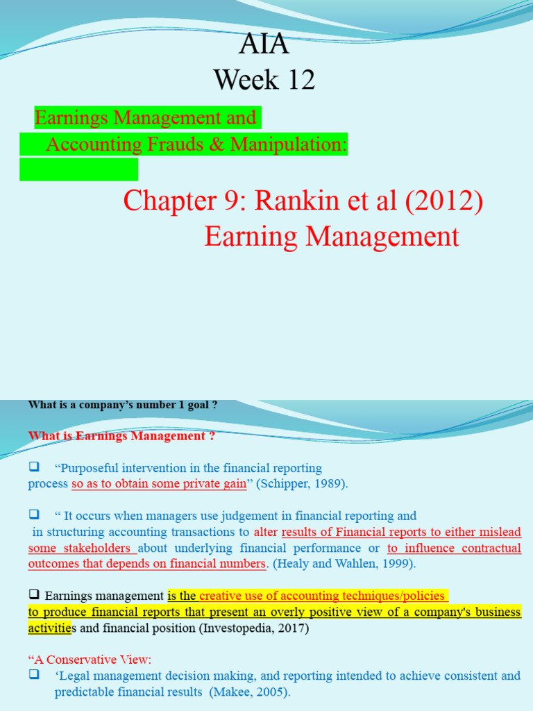 Aggressive Accounting in Earnings Management | PDF | Financial Audit ...