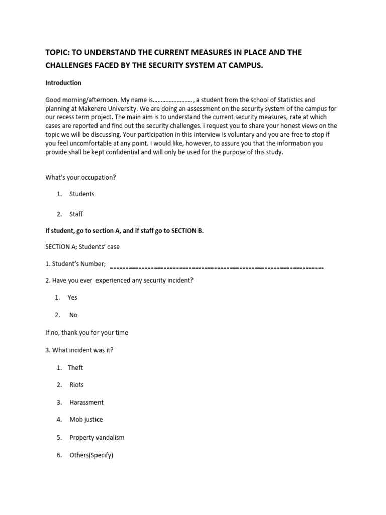 Campus Security Assessment Survey | PDF | Career & Growth | Social Science
