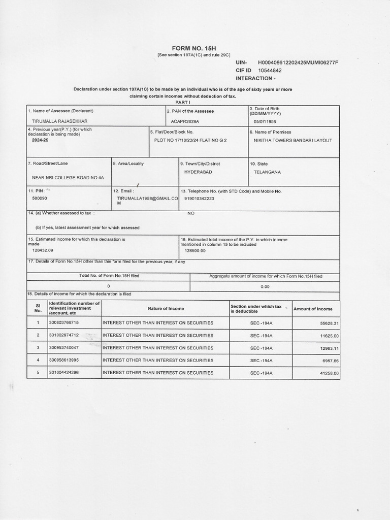 Form 15 h pdf