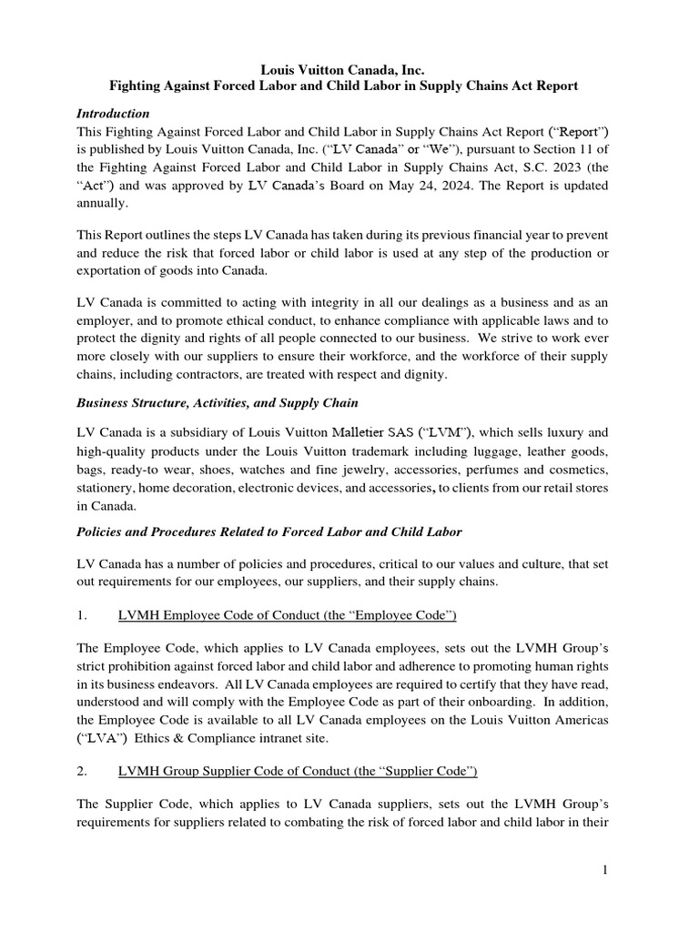 Louis Vuitton Canada - Forced Labor and Child Labor in Supply Chains ...
