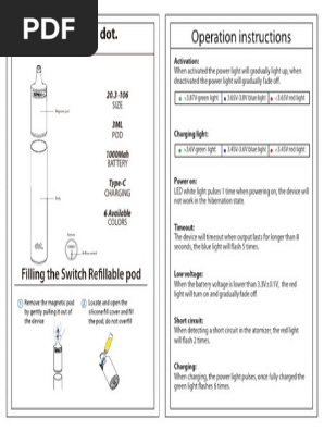 Switch Vape Device User Instructions | PDF