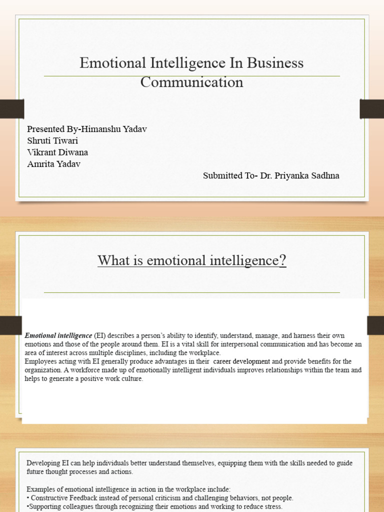 Emotional Intelligence in Business Communication 456 | PDF | Emotional ...