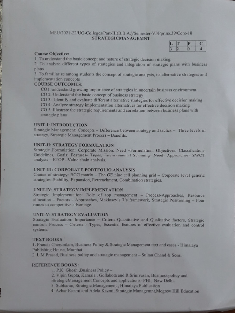 Strategic Management U 1 2 Pdf