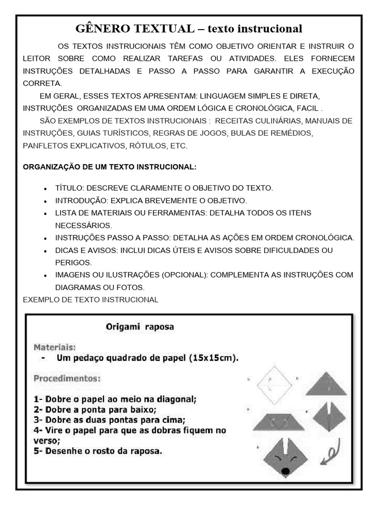 Estrutura de Texto Instrucional | PDF