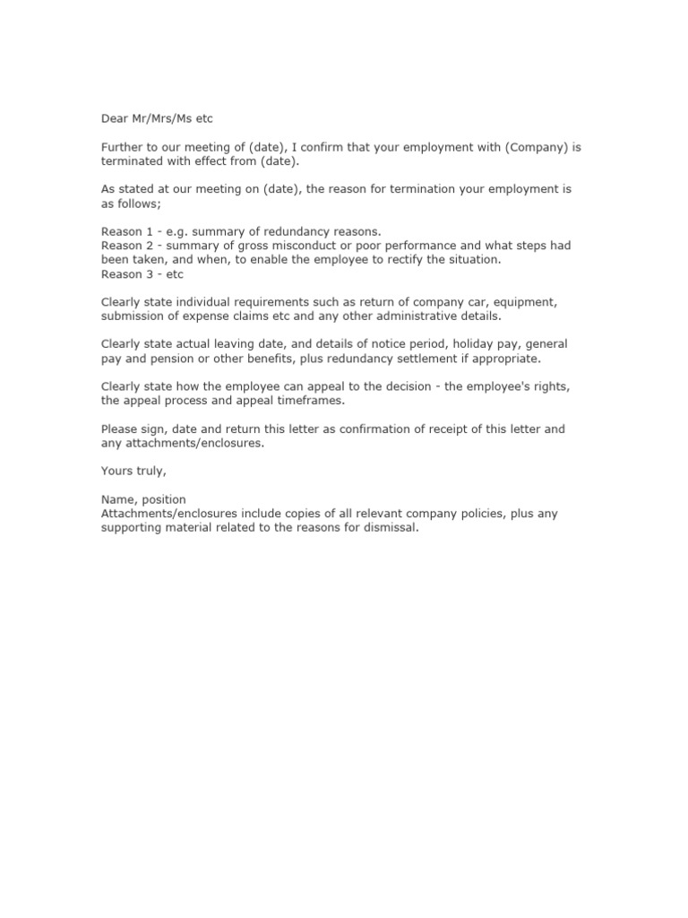 Termination Letter Template | PDF