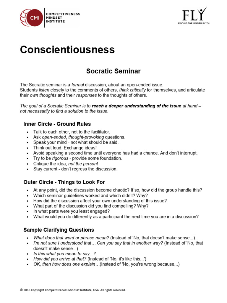 FLY-Scholar Online Conscientiousness Handout | PDF | Thought