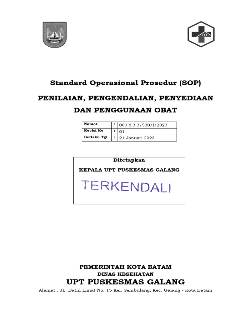 SOP Pengelolaan Obat Puskesmas Galang | PDF | Pengembangan Diri
