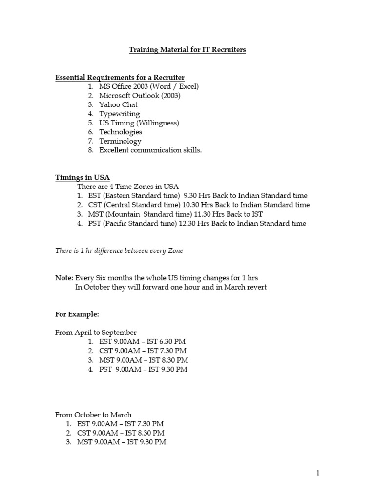 IT Recruiter Training Essentials | PDF | H 1 B Visa | Boolean Data Type