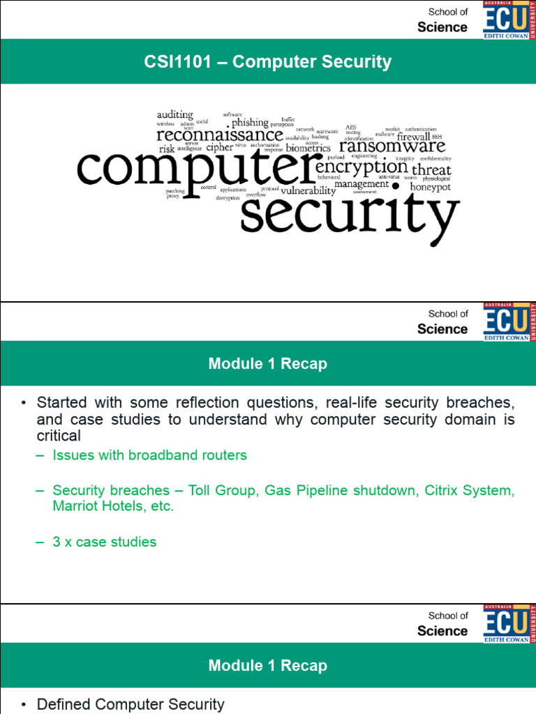 CSI1101 Module+2 | PDF | Security | Computer Security