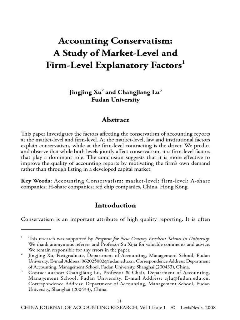 Accounting Conservatism in China | PDF | Debt | Market (Economics)