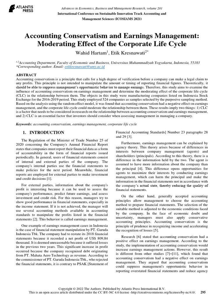 Accounting Conservatism and Earnings Management Mo | PDF | Investing ...