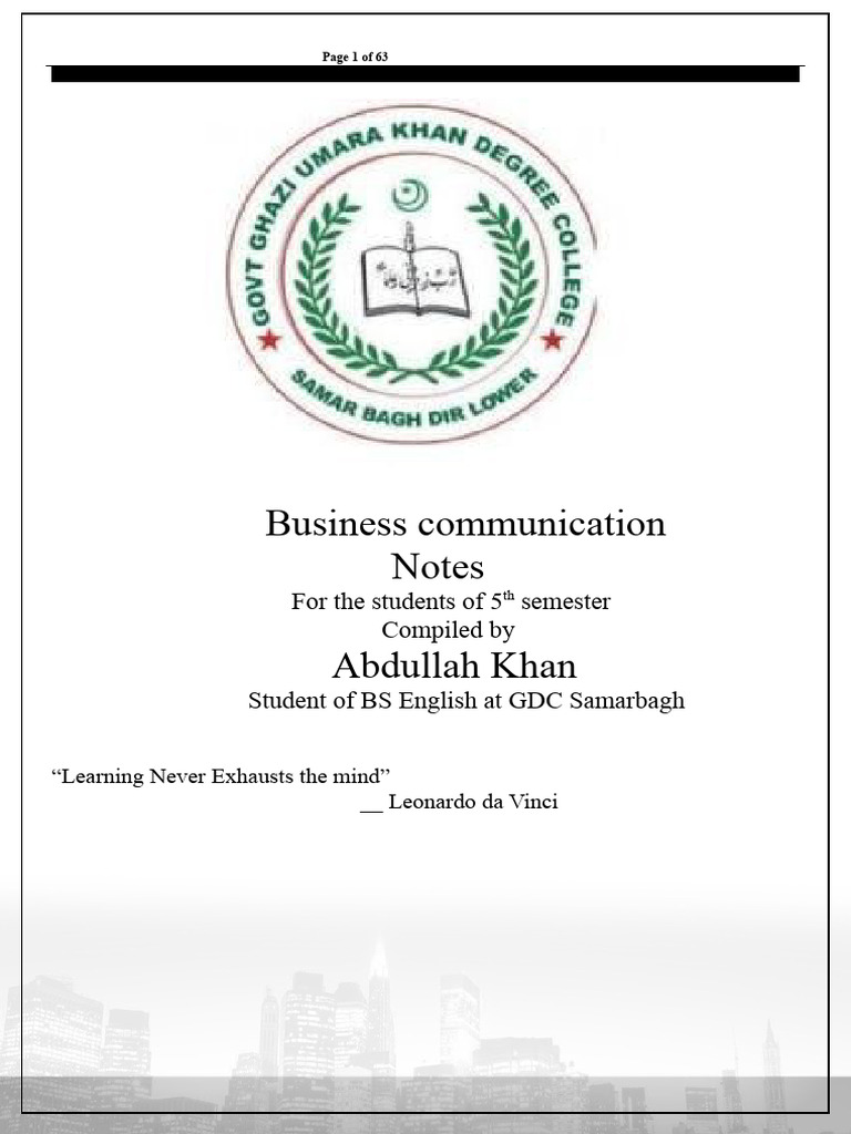 Notes PDF | PDF | Communication | Nonverbal Communication