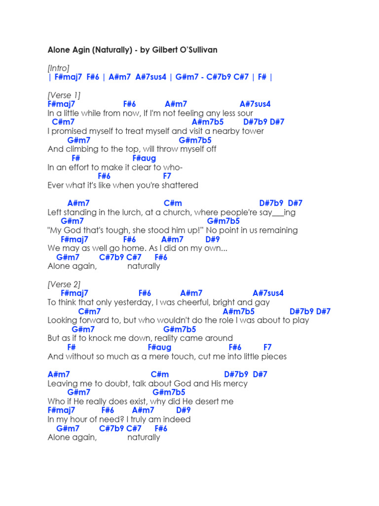 Alone Again Naturally Lyrics | PDF | Home & Garden