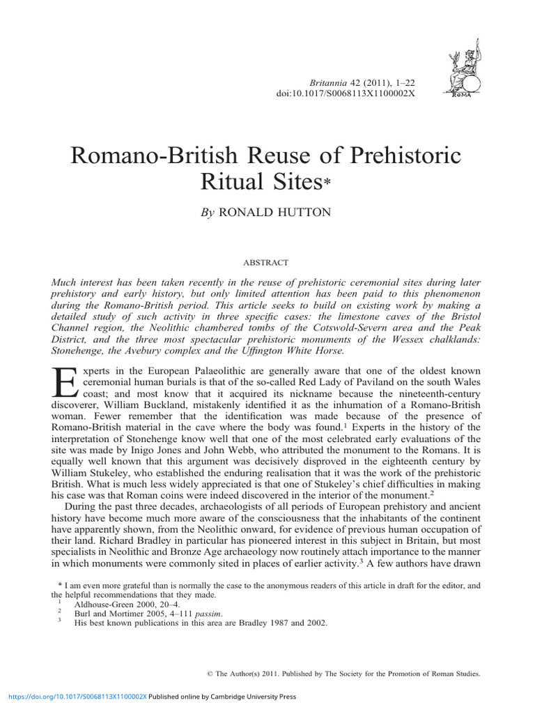 Romano-British Ritual Site Reuse | PDF | Roman Britain | Archaeology