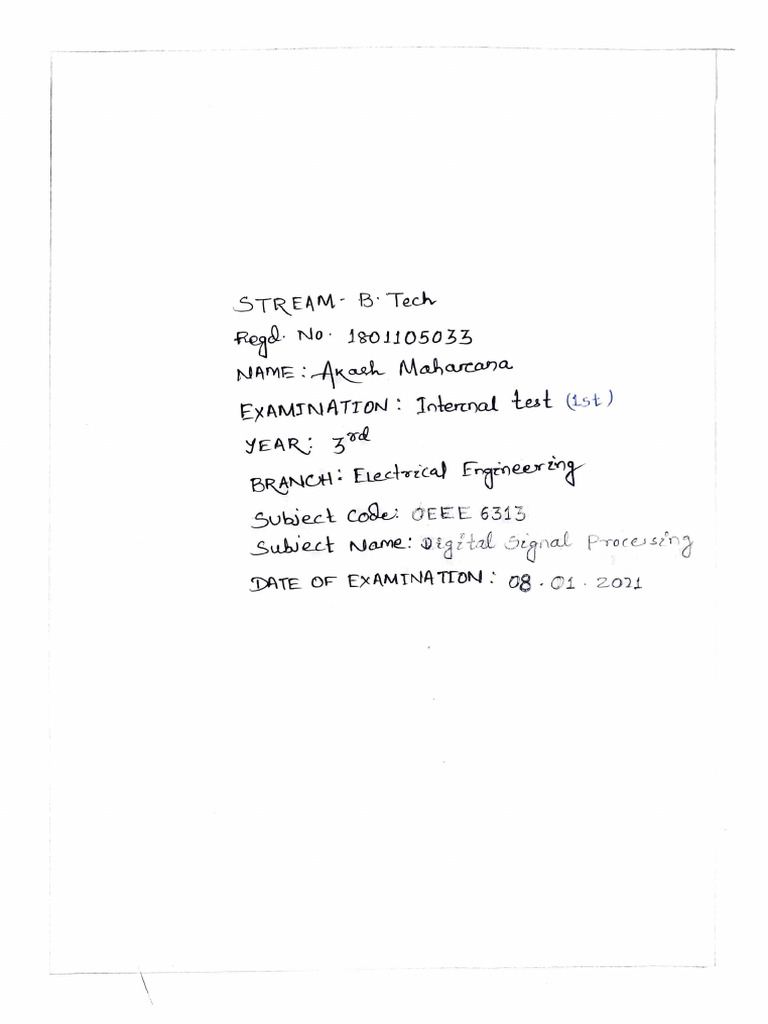 Digital Signal Processing Exam Notes | PDF