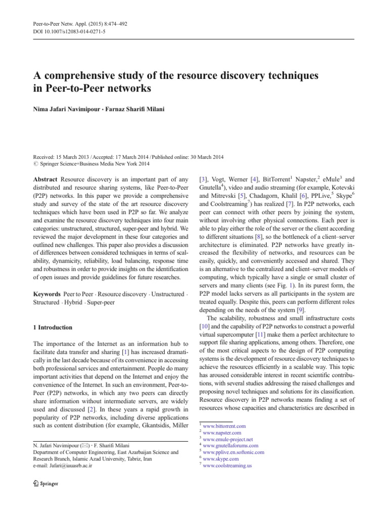 Resource Discovery in P2P Networks | PDF | Peer To Peer | Information ...