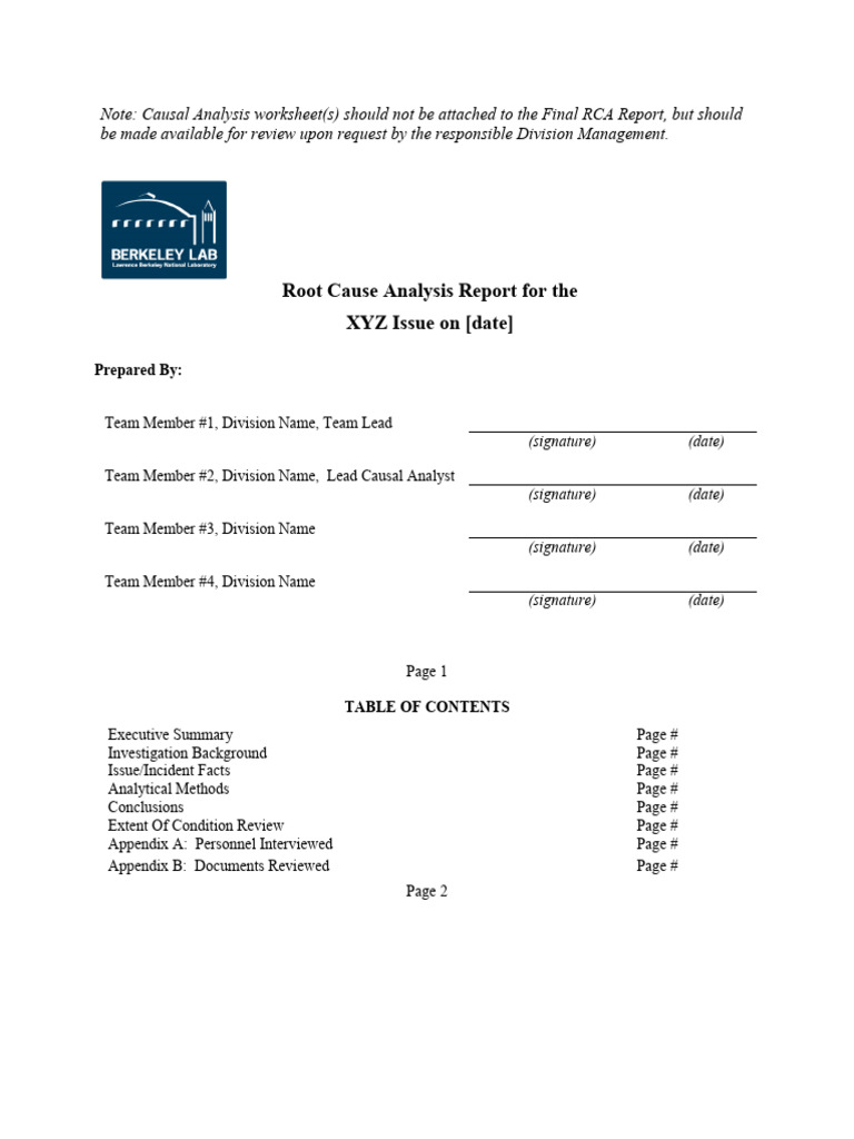 Root Cause Analysis Report | PDF | Methodology
