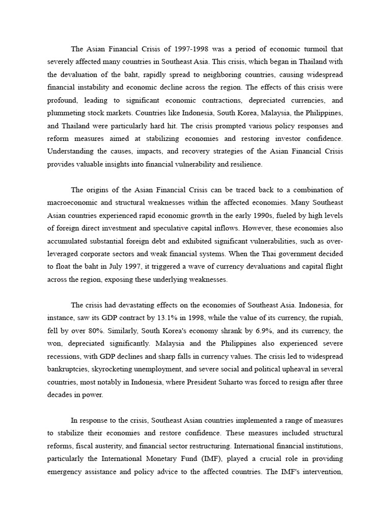 Asian Financial Crisis: Causes & Impact | PDF | 1997 Asian Financial ...