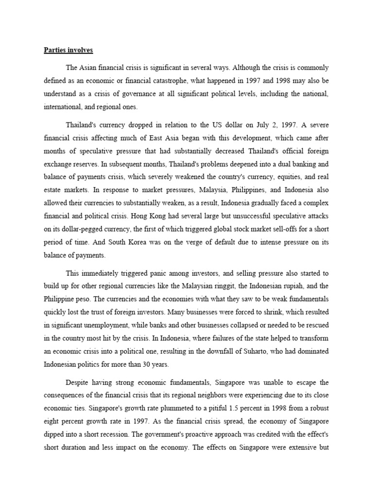 Impact of the 1997 Asian Financial Crisis | PDF | 1997 Asian Financial ...