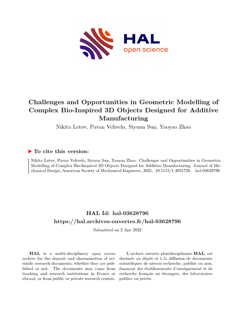 Challenges and Opportunities in Geometric Modelling of Complex Bio ...