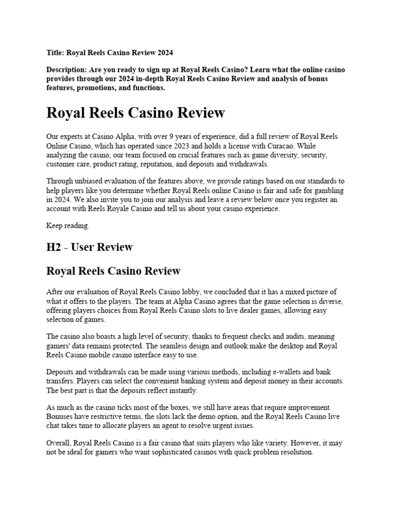 Royal Reels Casino Game Lobby Interface