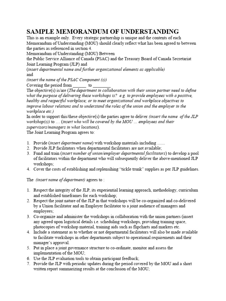 Sample MOU for Joint Learning Program | PDF | Business