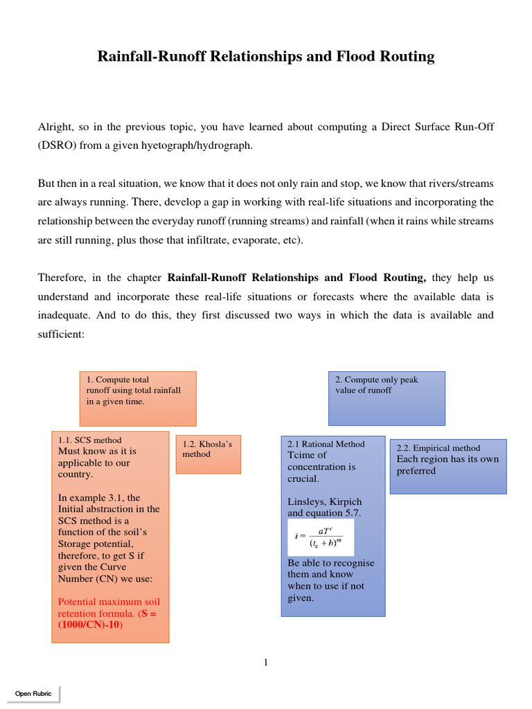 Rainfall-Runoff Analysis and Flood Routing | PDF | Surface Runoff ...