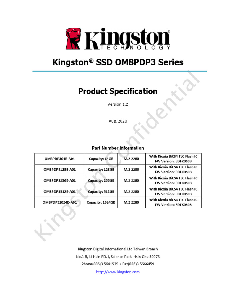 Attachment 2 Datasheet Kingston Nvme 2-2948641 | PDF | Solid State ...