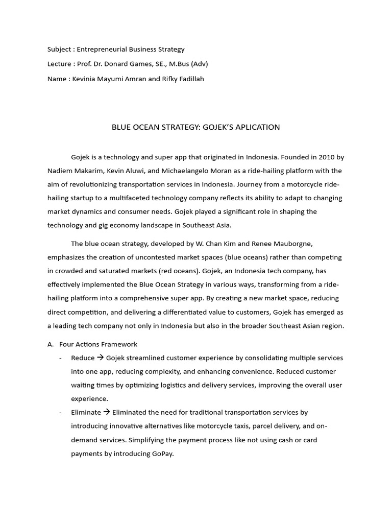 Gojek's Blue Ocean Strategy Explained | PDF | Strategic Management ...