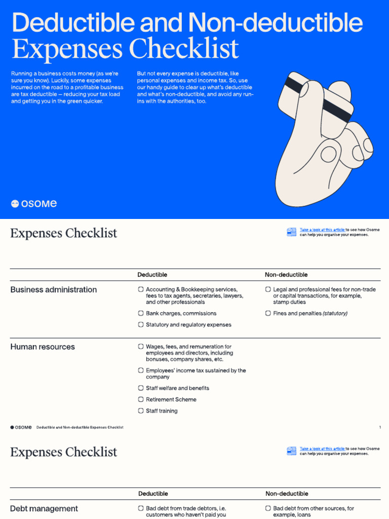 SG Guides Expenses Checklist Db3334970e | PDF | Expense | Tax Deduction