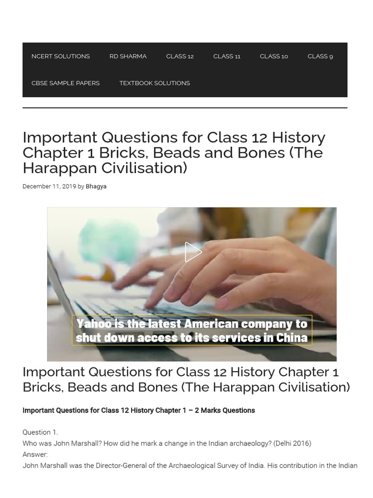 Class 12 History: Harappan Civilization FAQs | PDF | Foreign Language ...