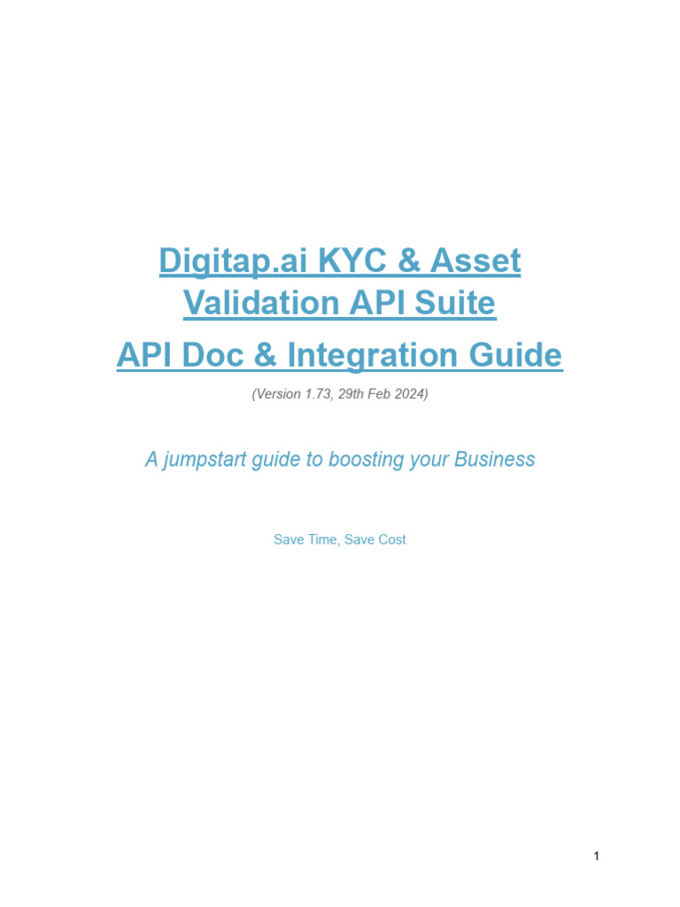 Digitap.ai KYC API Integration Guide | PDF | Boolean Data Type ...