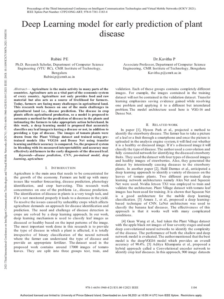 Prediction For Plant Disease | PDF | Deep Learning | Artificial Neural ...