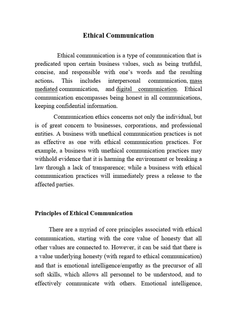 Ethical Communication Pdf Communication Social Psychology