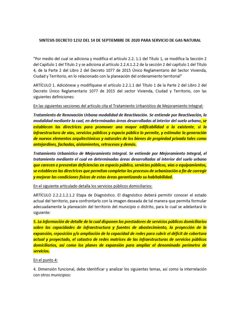 Síntesis del Decreto 1232 de Gas Natural | PDF | Tecnología